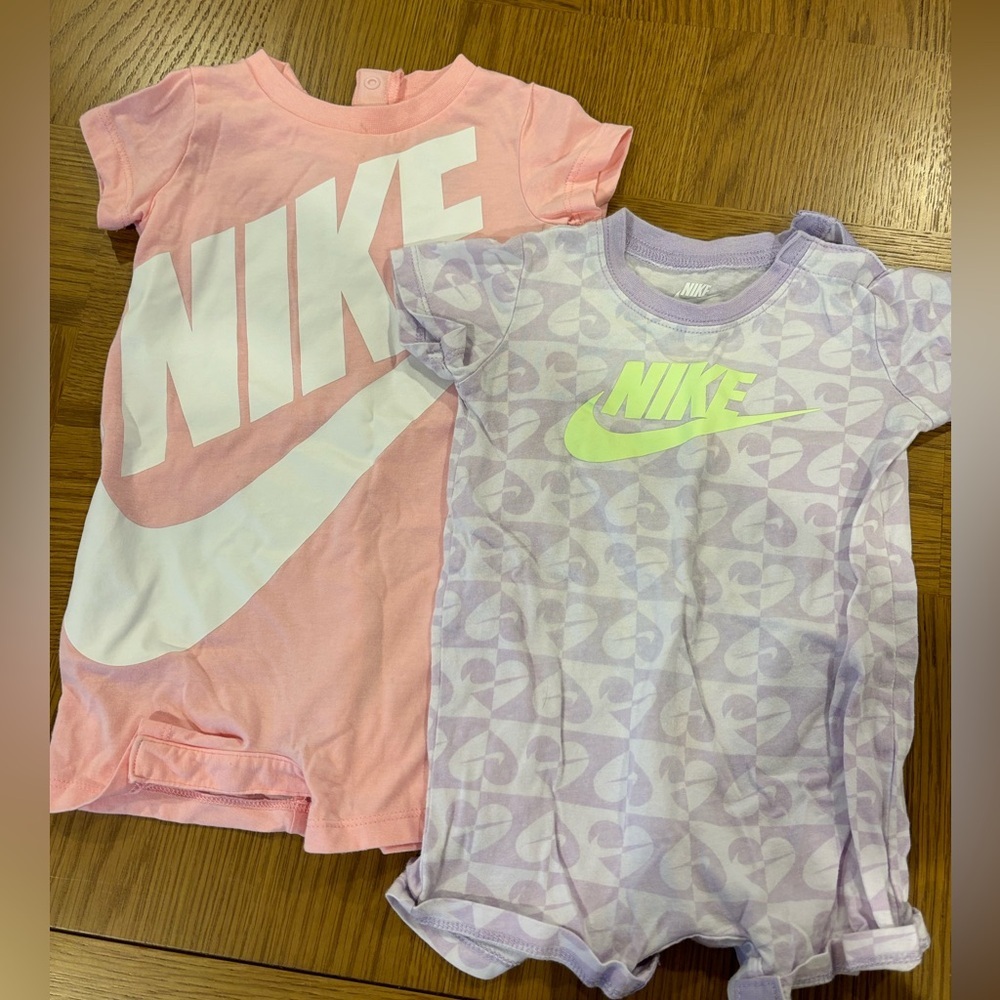 Spring/Summer Nike Baby Girl‎ Rompers (2) size 9M!  Gently used condition!